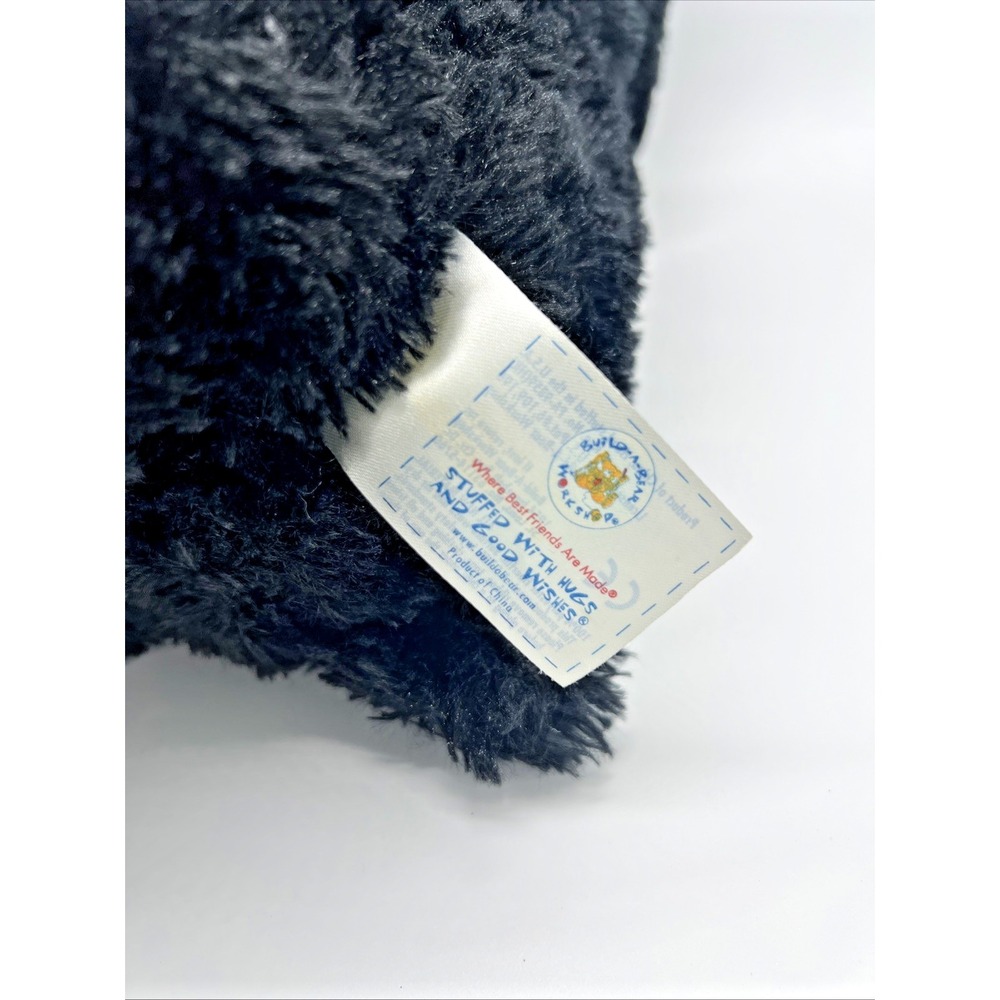 Plush Build A Bear Teddy Bear Black Fur - Smile Tan‎ Ears Feet And Snout 17" - Picture 9 of 12